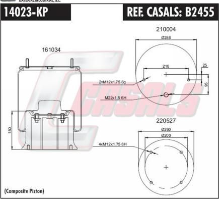 Casals B2455 - Ressort pneumatique, suspension pneumatique cwaw.fr