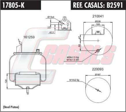 Casals B2591 - Ressort pneumatique, suspension pneumatique cwaw.fr