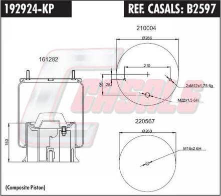 Casals B2597 - Ressort pneumatique, suspension pneumatique cwaw.fr