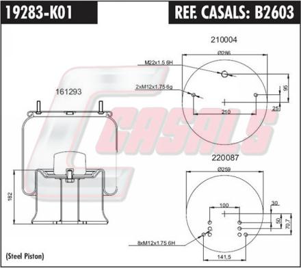 Casals B2603 - Ressort pneumatique, suspension pneumatique cwaw.fr