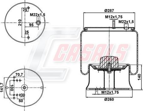 Casals B2841 - Ressort pneumatique, suspension pneumatique cwaw.fr