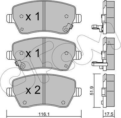 Cifam 822-485-2 - Kit de plaquettes de frein, frein à disque cwaw.fr