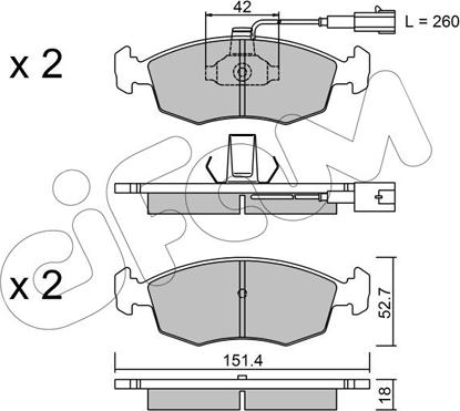 Cifam 822-274-1 - Kit de plaquettes de frein, frein à disque cwaw.fr