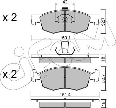 Cifam 822-274-2 - Kit de plaquettes de frein, frein à disque cwaw.fr