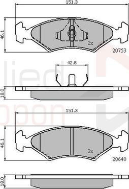 Comline ADB0118 - Kit de plaquettes de frein, frein à disque cwaw.fr