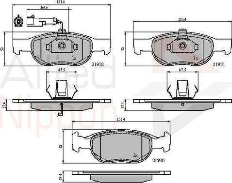 Comline ADB1479 - Kit de plaquettes de frein, frein à disque cwaw.fr