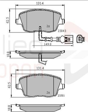 Comline ADB11147 - Kit de plaquettes de frein, frein à disque cwaw.fr