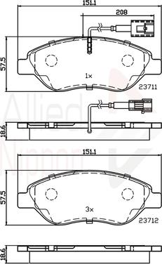 Comline ADB11222 - Kit de plaquettes de frein, frein à disque cwaw.fr