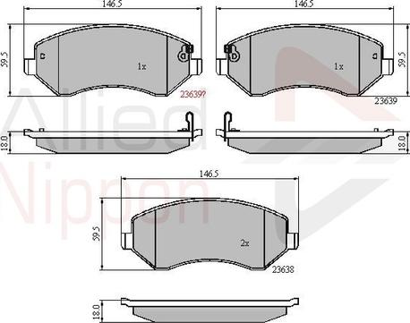 Comline ADB31162 - Kit de plaquettes de frein, frein à disque cwaw.fr