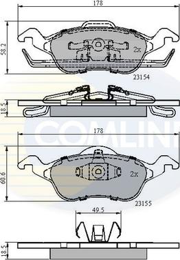 Comline CBP0490 - Kit de plaquettes de frein, frein à disque cwaw.fr