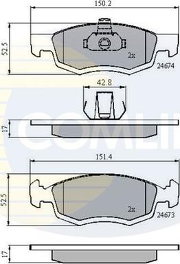 Comline CBP01791 - Kit de plaquettes de frein, frein à disque cwaw.fr