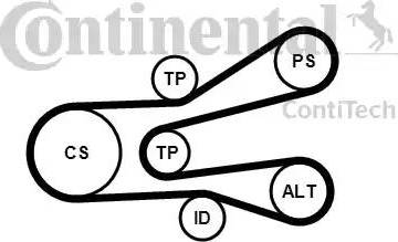 Continental 6PK1440K1 - Jeu de courroies trapézoïdales à nervures cwaw.fr