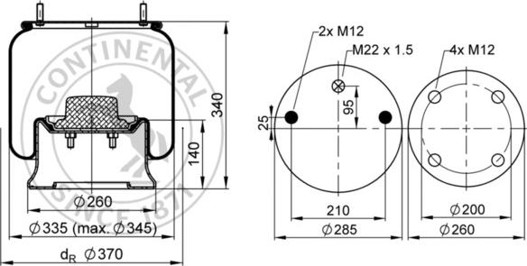 Contitech AIR Spring 4810 N P05 - Ressort pneumatique, suspension pneumatique cwaw.fr