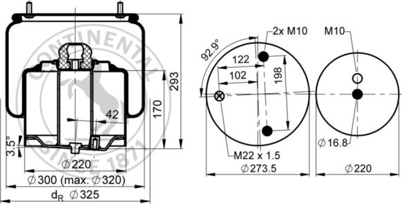 Contitech AIR Spring 6751 N P02L - Ressort pneumatique, suspension pneumatique cwaw.fr