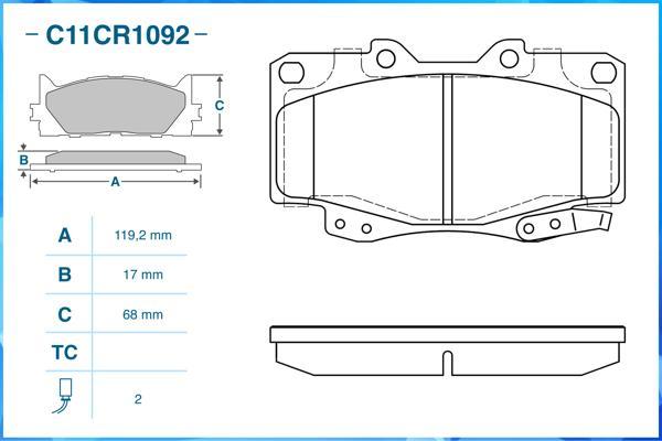 Cworks C11CR1092 - Kit de plaquettes de frein, frein à disque cwaw.fr