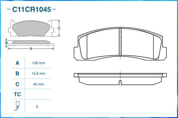 Cworks C11CR1045 - Kit de plaquettes de frein, frein à disque cwaw.fr