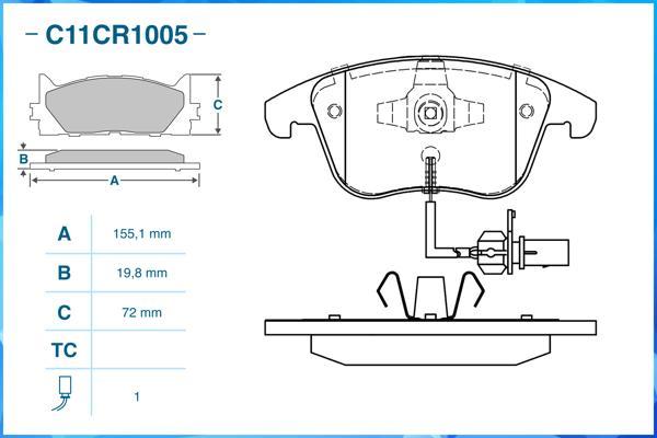 Cworks C11CR1005 - Kit de plaquettes de frein, frein à disque cwaw.fr