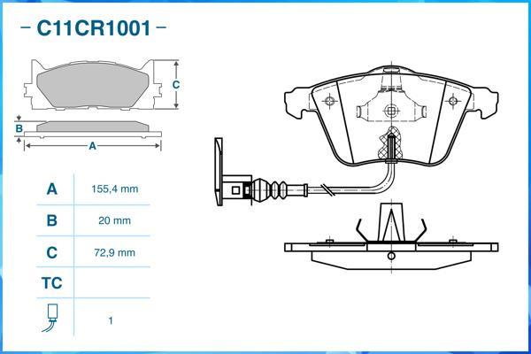 Cworks C11CR1001 - Kit de plaquettes de frein, frein à disque cwaw.fr