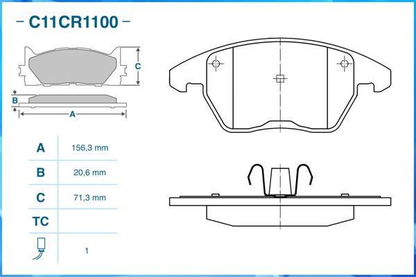 Cworks C11CR1100 - Kit de plaquettes de frein, frein à disque cwaw.fr