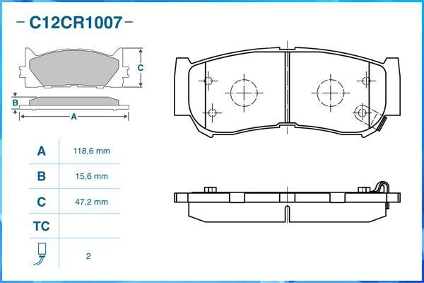 Cworks C12CR1007 - Kit de plaquettes de frein, frein à disque cwaw.fr