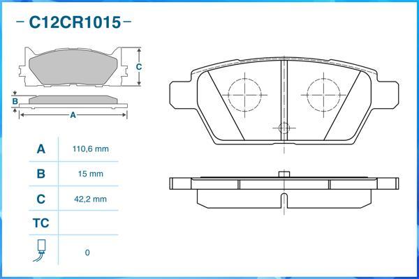 Cworks C12CR1015 - Kit de plaquettes de frein, frein à disque cwaw.fr