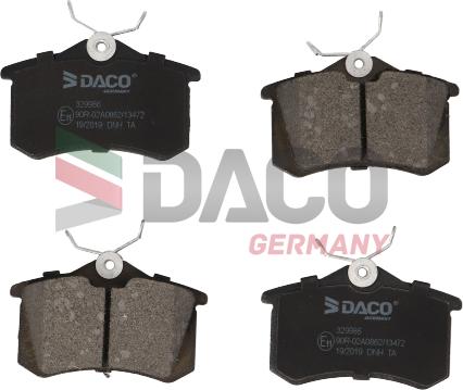 DACO Germany 329986 - Kit de plaquettes de frein, frein à disque cwaw.fr