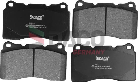 DACO Germany 324113 - Kit de plaquettes de frein, frein à disque cwaw.fr