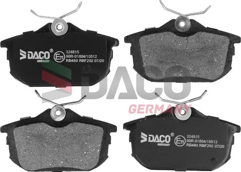 DACO Germany 324815 - Kit de plaquettes de frein, frein à disque cwaw.fr