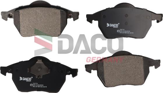 DACO Germany 324734 - Kit de plaquettes de frein, frein à disque cwaw.fr