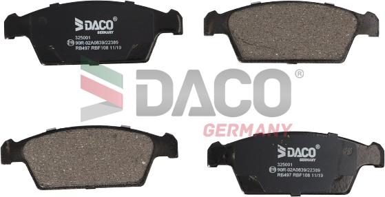 DACO Germany 325001 - Kit de plaquettes de frein, frein à disque cwaw.fr