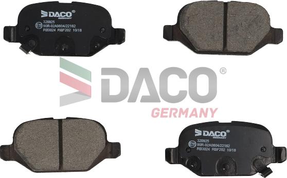 DACO Germany 320925 - Kit de plaquettes de frein, frein à disque cwaw.fr