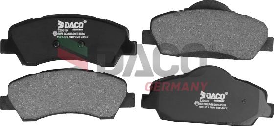 DACO Germany 320619 - Kit de plaquettes de frein, frein à disque cwaw.fr