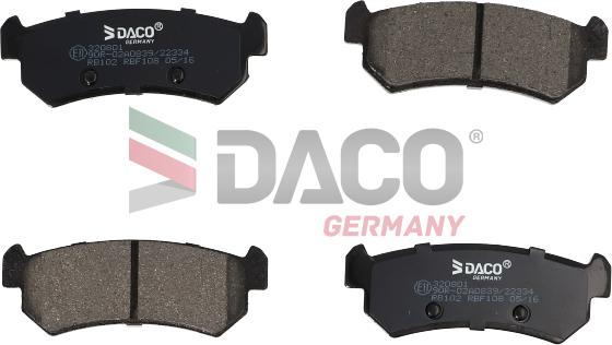 DACO Germany 320801 - Kit de plaquettes de frein, frein à disque cwaw.fr