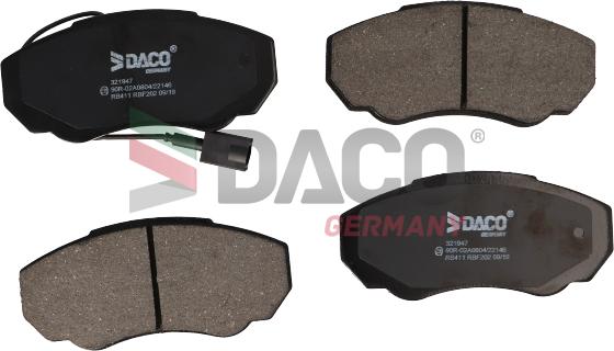 DACO Germany 321947 - Kit de plaquettes de frein, frein à disque cwaw.fr