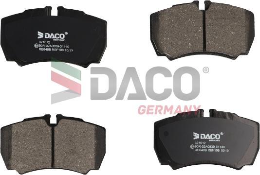 DACO Germany 321012 - Kit de plaquettes de frein, frein à disque cwaw.fr