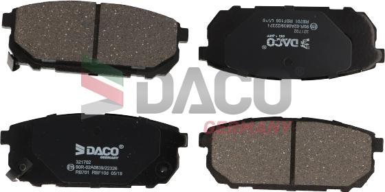 DACO Germany 321702 - Kit de plaquettes de frein, frein à disque cwaw.fr