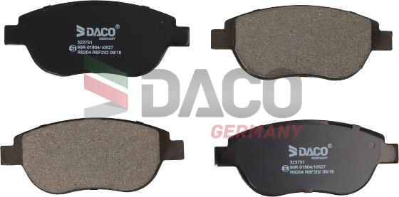 DACO Germany 323751 - Kit de plaquettes de frein, frein à disque cwaw.fr