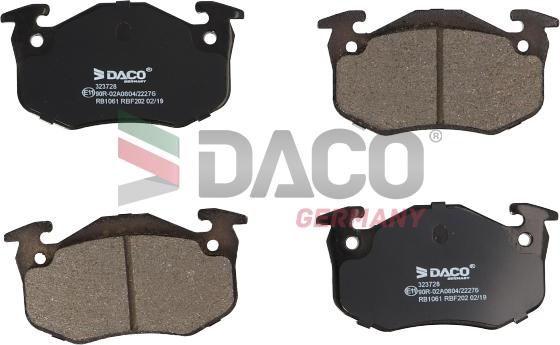 DACO Germany 323728 - Kit de plaquettes de frein, frein à disque cwaw.fr