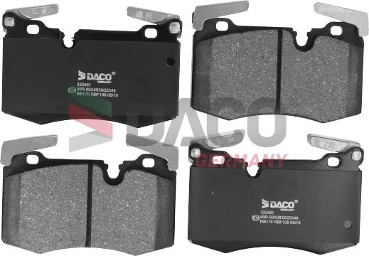 DACO Germany 322401 - Kit de plaquettes de frein, frein à disque cwaw.fr