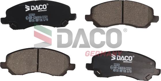 DACO Germany 322501 - Kit de plaquettes de frein, frein à disque cwaw.fr