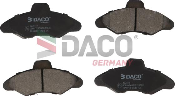 DACO Germany 322518 - Kit de plaquettes de frein, frein à disque cwaw.fr