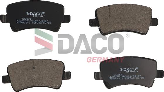 DACO Germany 322571 - Kit de plaquettes de frein, frein à disque cwaw.fr