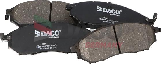 DACO Germany 322617 - Kit de plaquettes de frein, frein à disque cwaw.fr