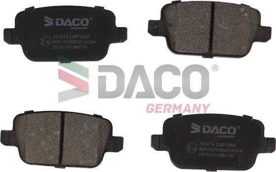 DACO Germany 322019 - Kit de plaquettes de frein, frein à disque cwaw.fr