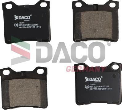 DACO Germany 322801 - Kit de plaquettes de frein, frein à disque cwaw.fr