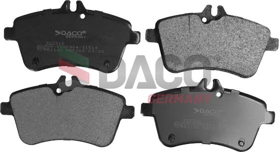 DACO Germany 322316 - Kit de plaquettes de frein, frein à disque cwaw.fr