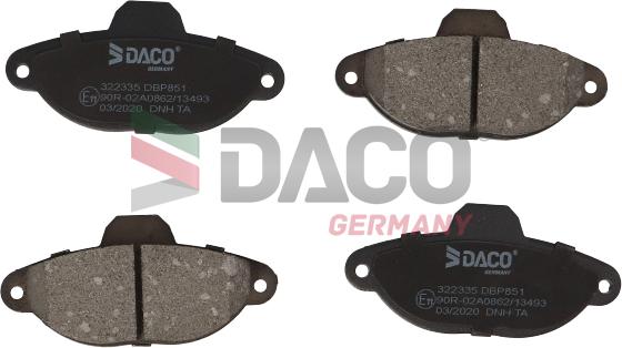 DACO Germany 322335 - Kit de plaquettes de frein, frein à disque cwaw.fr