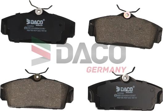 DACO Germany 322254 - Kit de plaquettes de frein, frein à disque cwaw.fr