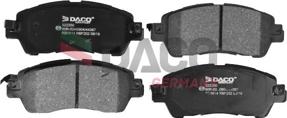 DACO Germany 322250 - Kit de plaquettes de frein, frein à disque cwaw.fr