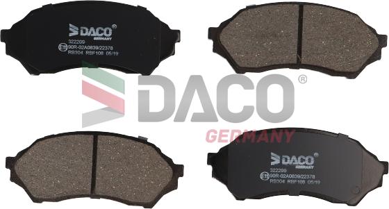 DACO Germany 322209 - Kit de plaquettes de frein, frein à disque cwaw.fr